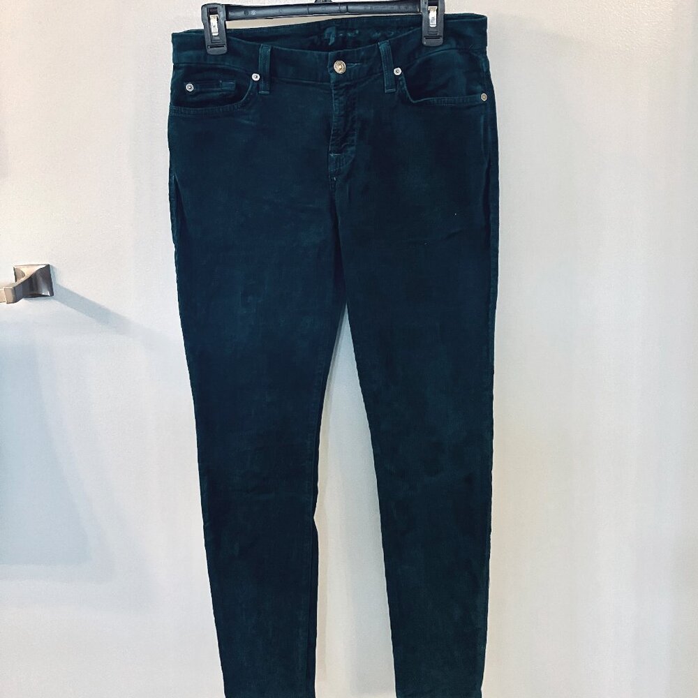 NWOT 7 For all Mankind Skinny Corduroy Pant Dark Teal Size 30